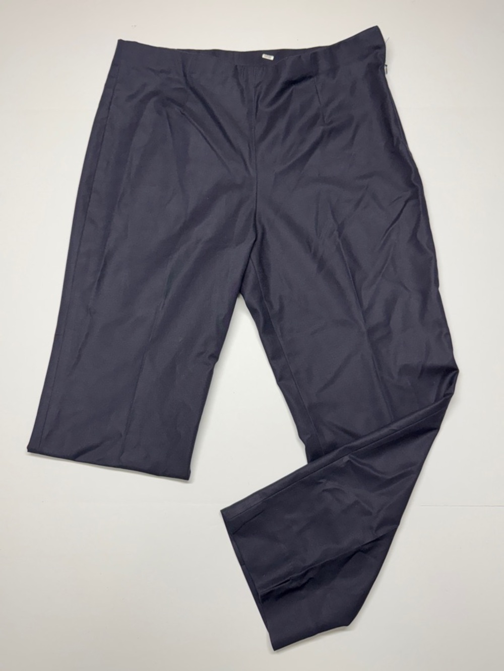 NIC+ZOE Women's Navy Front Side Zip Ankle Slit Stretch Casual Pant Size 12